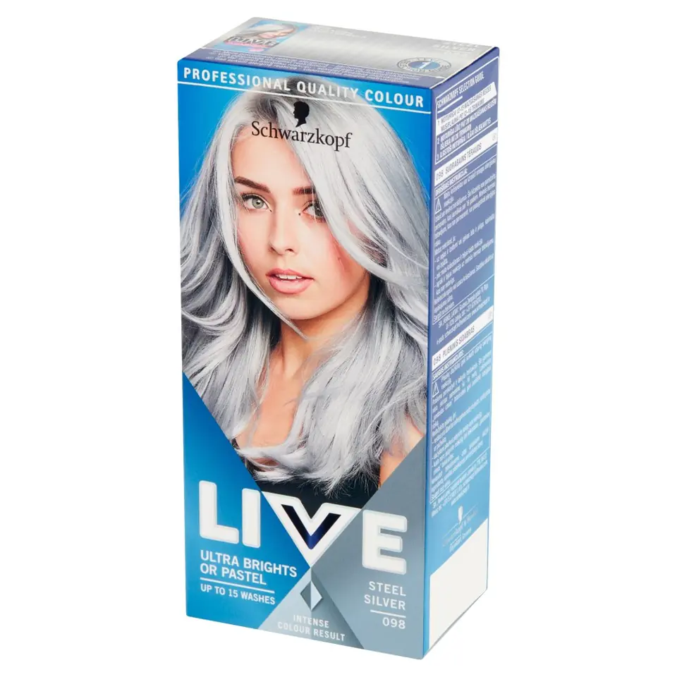 ⁨Schwarzkopf Live Krem koloryzujący 2w1 nr 098 Steel Silver Srebrny  1op.⁩ w sklepie Wasserman.eu