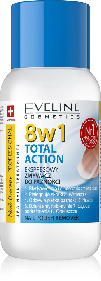 ⁨Eveline Nail Therapy Professional Nail Polish Remover 8in1 Total Action acetone-free 150 ml⁩ at Wasserman.eu