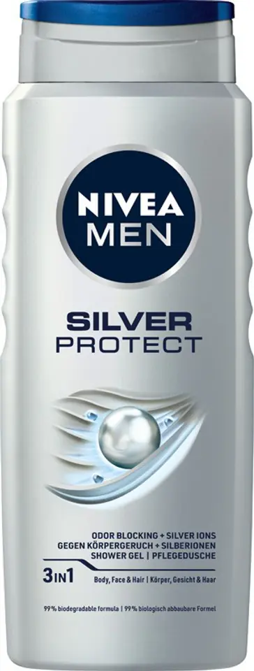 ⁨Nivea Men Shower Gel Silver Protect 3 in 1 500ml⁩ at Wasserman.eu