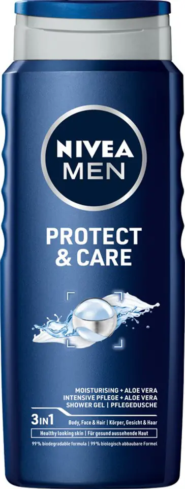 ⁨Nivea Men Shower Gel Protect & Care 500ml⁩ at Wasserman.eu