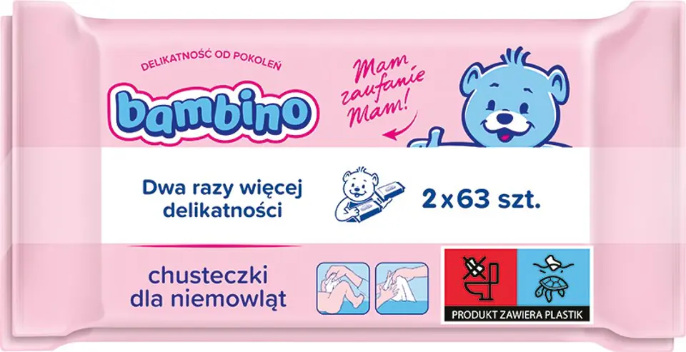 ⁨Bambino Chusteczki Dla Niemowląt - 2op.x 63 szt⁩ w sklepie Wasserman.eu