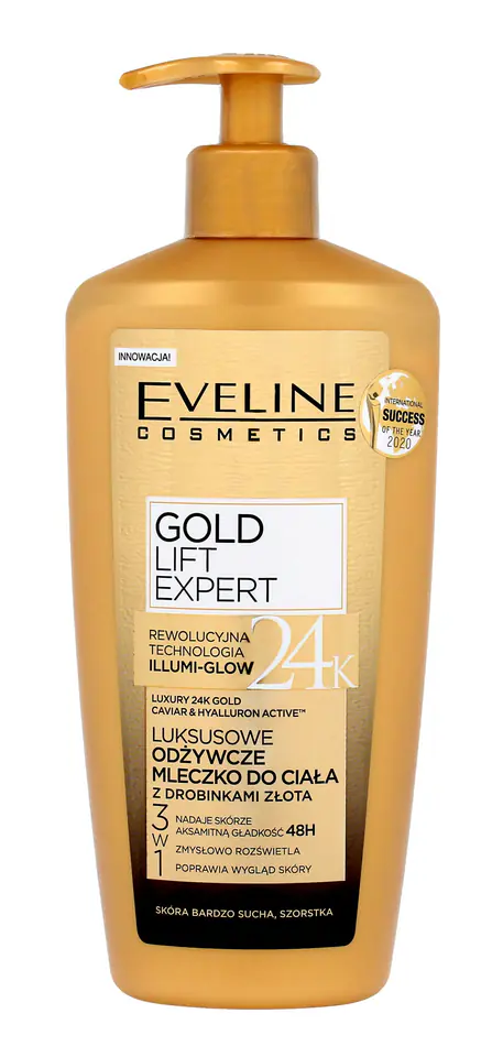 ⁨Eveline Luxury Expert Mleczko do ciała odżywcze 24K Gold 350ml⁩ w sklepie Wasserman.eu