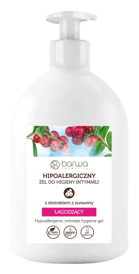 ⁨Color: Hypoallergenic moisturizing gel for intimate hygiene Cranberries 500ml⁩ at Wasserman.eu