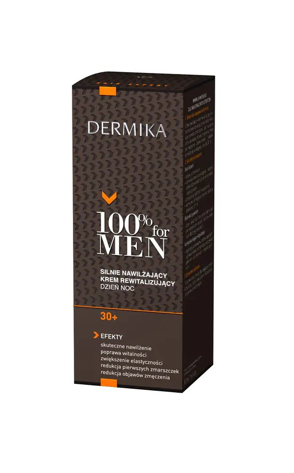 ⁨Dermika 100% for Men Krem 30+ silnie nawilżający i rewitalizujący na dzień i noc 50ml⁩ w sklepie Wasserman.eu