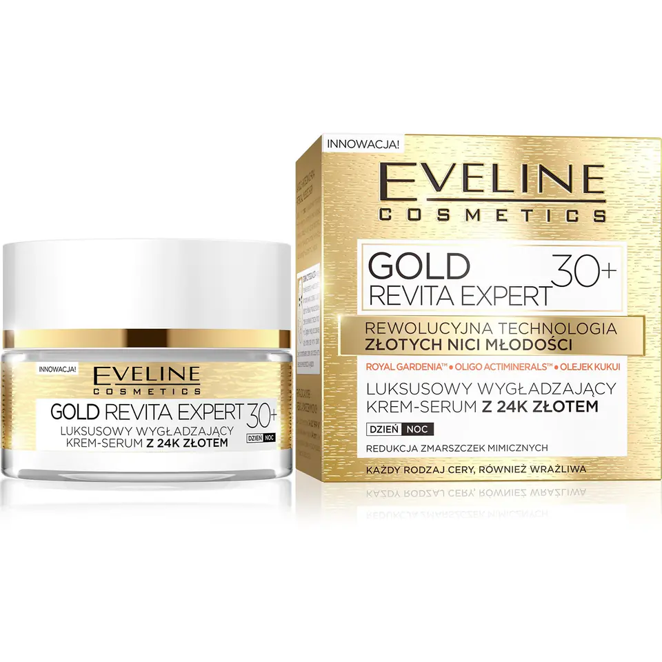 ⁨Eveline Gold Revita Expert 30+ Krem-serum wygładzający na dzień i noc 50ml⁩ w sklepie Wasserman.eu
