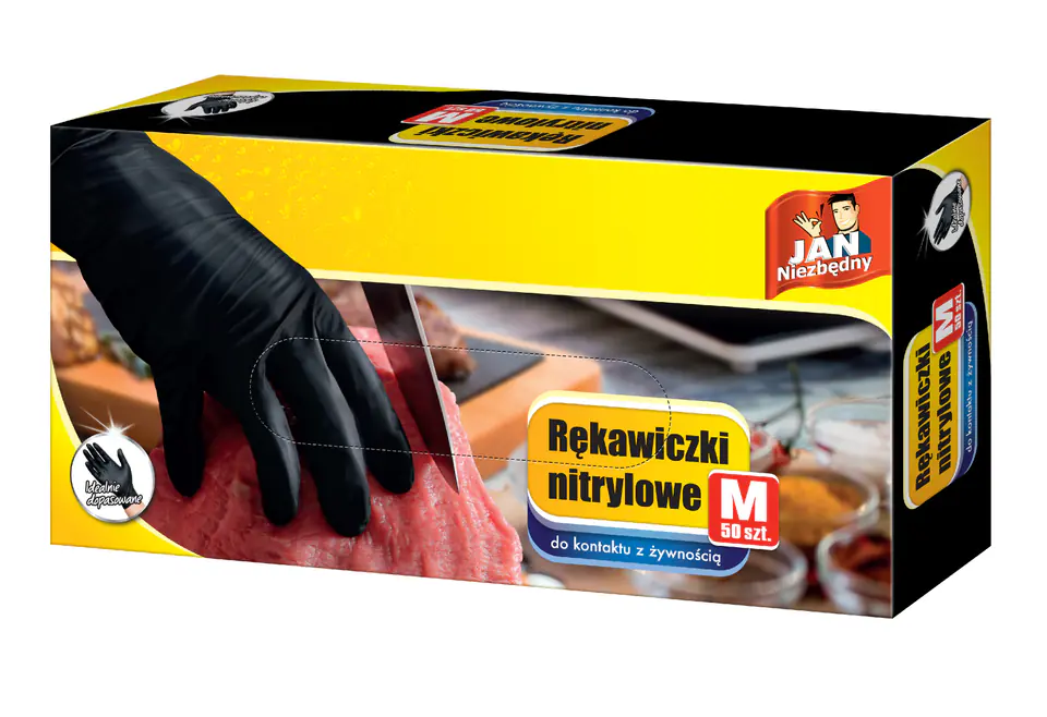 ⁨Sarantis Jan Essential Nitrile Gloves Black Size "M" 1op-50pcs⁩ at Wasserman.eu