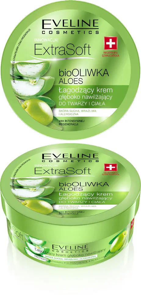 ⁨Eveline Extra Soft bio Oliwka i Aloes Łagodzący krem głęboko nawilżający do twarzy i ciała 175ml⁩ w sklepie Wasserman.eu