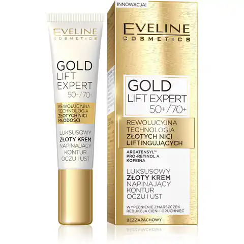 ⁨Eveline Gold Lift Expert 50+/70+ Luxurious gold eye and lip tightening cream 15ml⁩ at Wasserman.eu