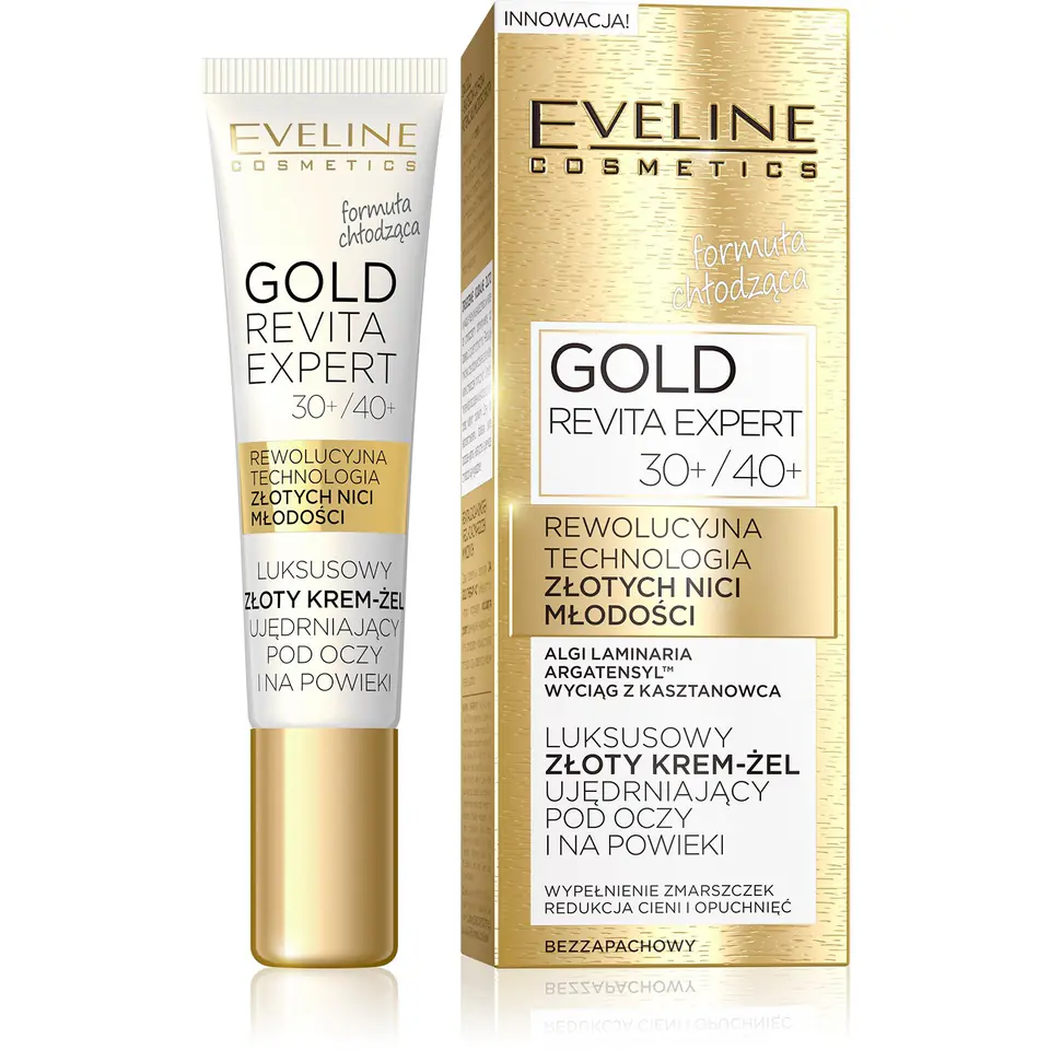 ⁨Eveline Gold Revita Expert 30+/40+ Luksusowy złoty Krem-żel ujędrniający pod oczy i na powieki 15ml⁩ w sklepie Wasserman.eu