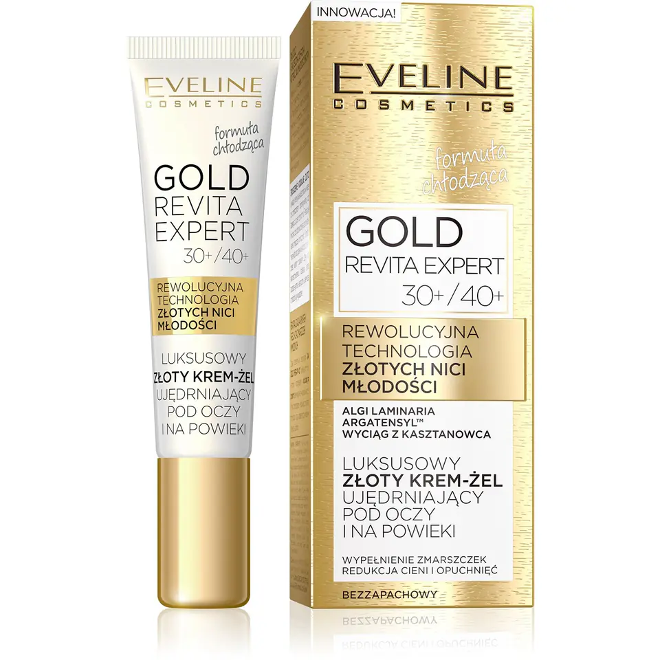 ⁨Eveline Gold Revita Expert 30+/40+ Luxurious Gold Firming Cream-Gel for Eyes and Eyelids 15ml⁩ at Wasserman.eu