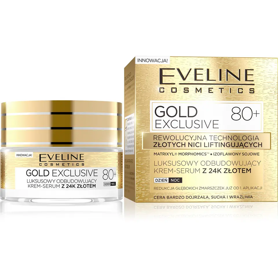 ⁨Eveline Gold Lift Expert 80+ Krem-serum odbudowujący na noc 50ml⁩ w sklepie Wasserman.eu