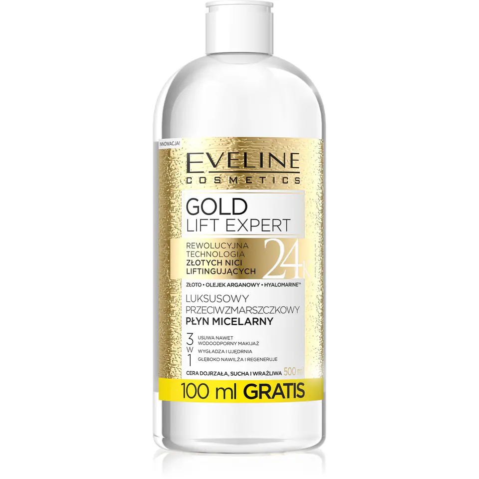 ⁨Eveline Gold Lift Expert Luxury Anti-Wrinkle Micellar Liquid 3in1 500ml⁩ at Wasserman.eu