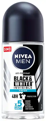 ⁨Nivea  Black&White INVISIBLE FRESH Antyperspirant roll-on męski  50ml⁩ w sklepie Wasserman.eu
