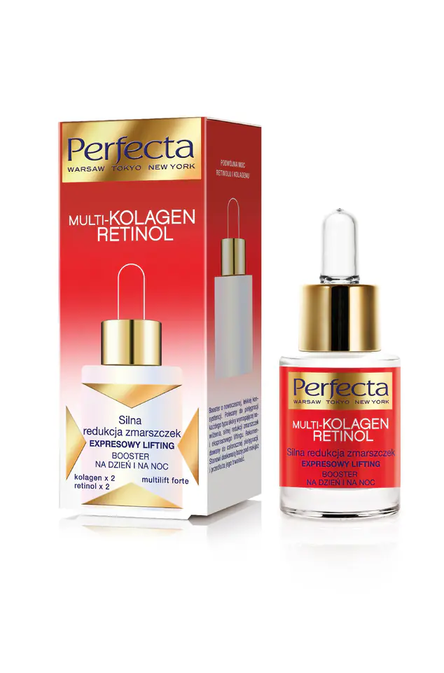 ⁨Perfecta Multi-Kolagen Retinol Booster redukujący zmarszczki na dzień i noc  15ml⁩ w sklepie Wasserman.eu