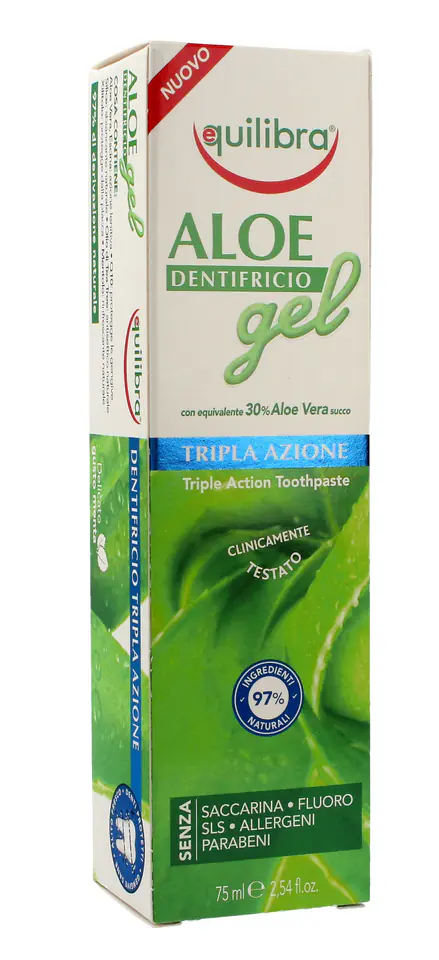⁨Equilibra Aloe Gel Pasta do zębów o potrójnym działaniu 30% aloesu 75ml⁩ w sklepie Wasserman.eu