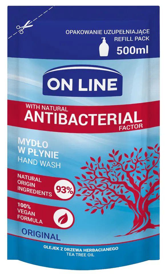 ⁨On Line Mydło w płynie Antybakteryjne Original - uzupełnienie  500ml⁩ w sklepie Wasserman.eu