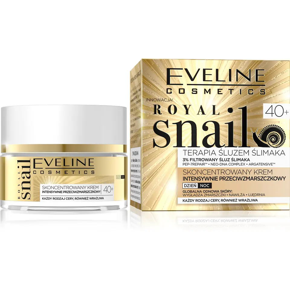 ⁨Eveline Royal Snail 40+ Skoncentrowany Krem intensywnie przeciwzmarszczkowy na noc 50ml⁩ w sklepie Wasserman.eu