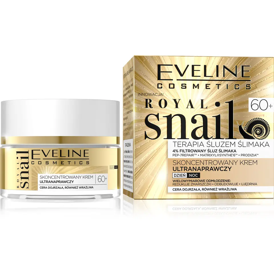 ⁨Eveline Royal Snail 60+ Skoncentrowany Krem ultranaprawczy na noc 50ml⁩ w sklepie Wasserman.eu