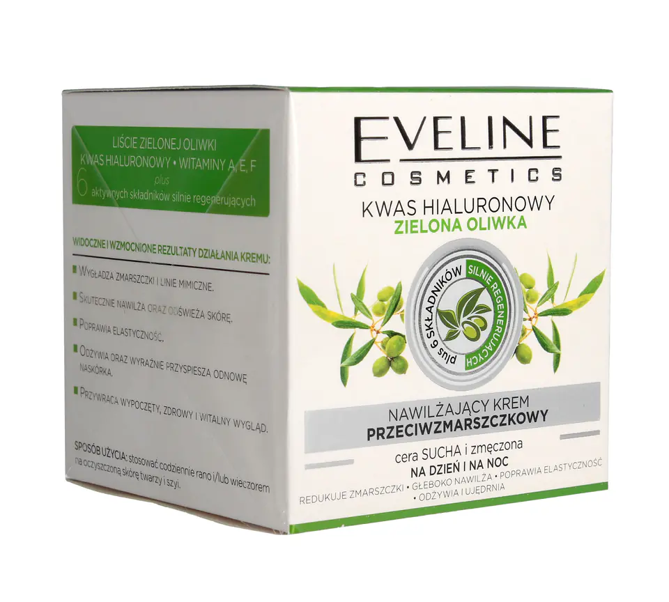 ⁨Eveline Moisturizing Anti-Wrinkle Cream Hyaluronic Acid & Green Olive 50ml⁩ at Wasserman.eu