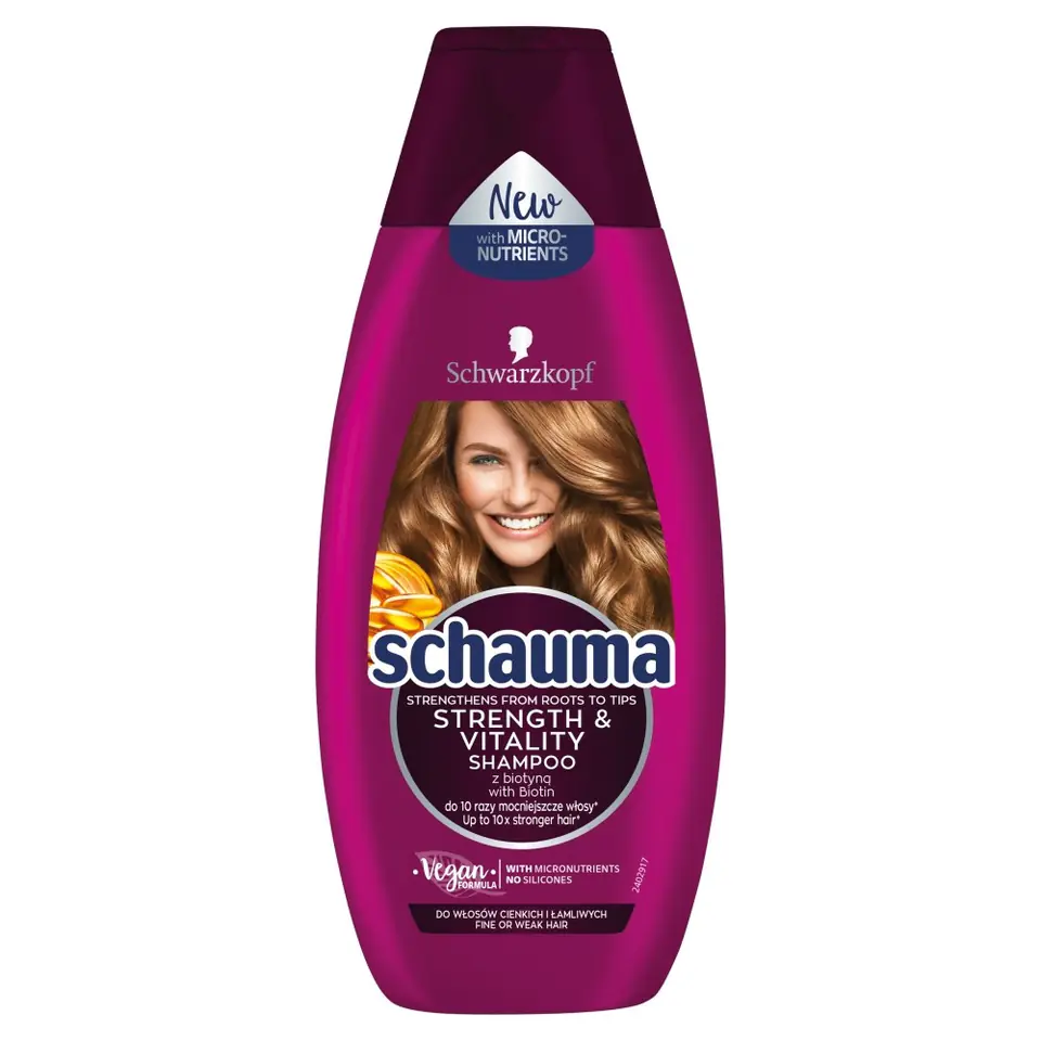 ⁨Schwarzkopf Schauma Szampon do włosów Strength & Vitality - włosy cienkie i łamliwe 400ml⁩ w sklepie Wasserman.eu