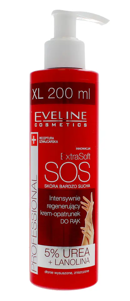 ⁨Eveline Extra Soft SOS Intensywnie regenerujący Krem-opatrunek do rąk  200ml⁩ w sklepie Wasserman.eu