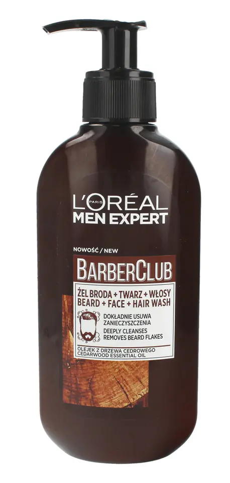 ⁨Loreal Men Expert Barber Club Żel oczyszczający do brody,włosów i twarzy 200ml⁩ w sklepie Wasserman.eu