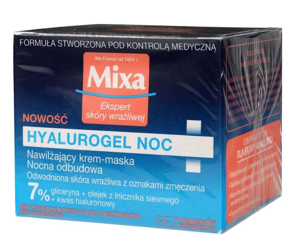 ⁨Mixa Hyalurogel Noc Nawilżający krem-maska Na Noc 50ml⁩ w sklepie Wasserman.eu