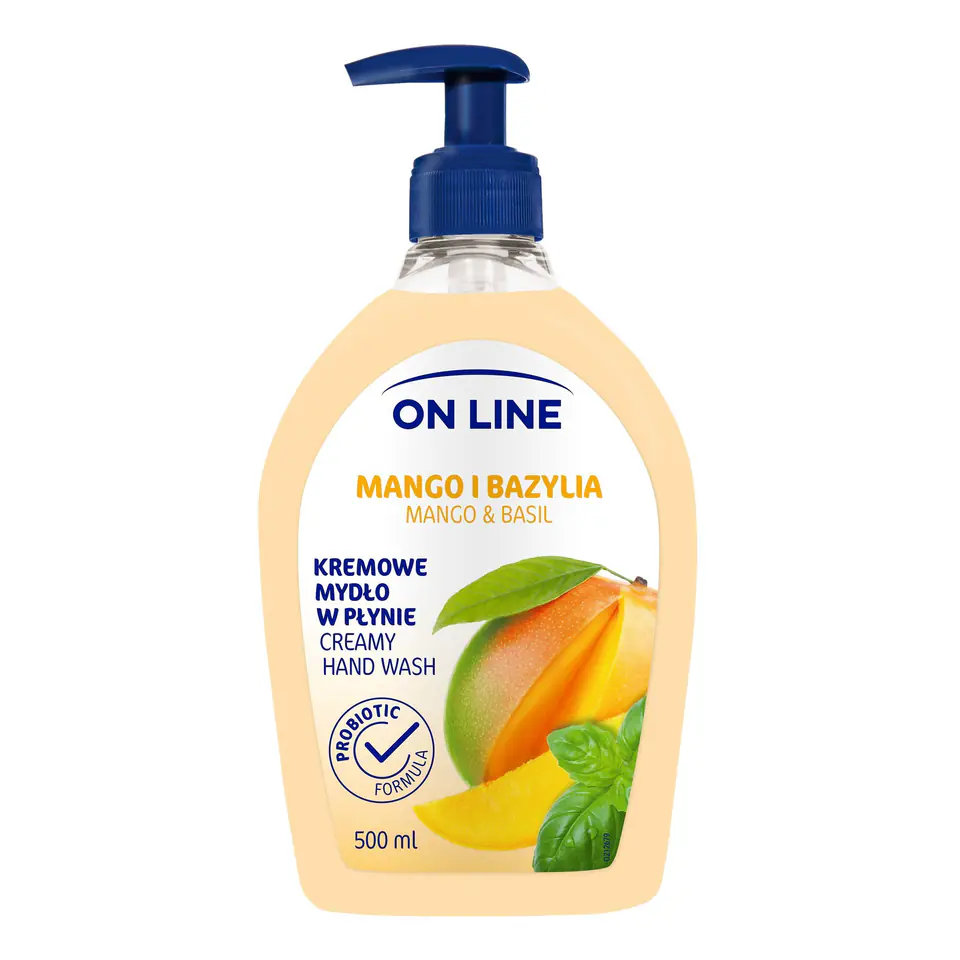 ⁨On Line Mydło kremowe w dozowniku Mango i Bazylia  500ml⁩ w sklepie Wasserman.eu