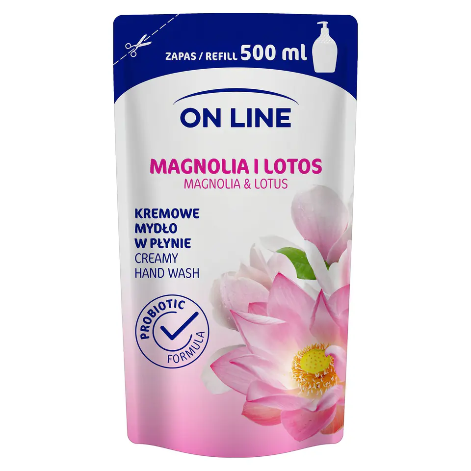 ⁨ON-LINE CREAMY LIQUID SOAP MAGNOLIA AND LOTUS REFILL PACKAGING 500ML⁩ at Wasserman.eu