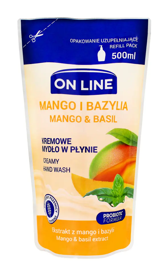 ⁨On Line Liquid Cream Soap Mango and Basil - stock 500ml⁩ at Wasserman.eu