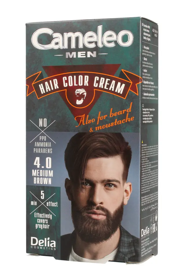 ⁨Delia Cosmetics Cameleo Men Coloring cream for hair, beard and mustache No. 4.0 medium brown 1op.⁩ at Wasserman.eu