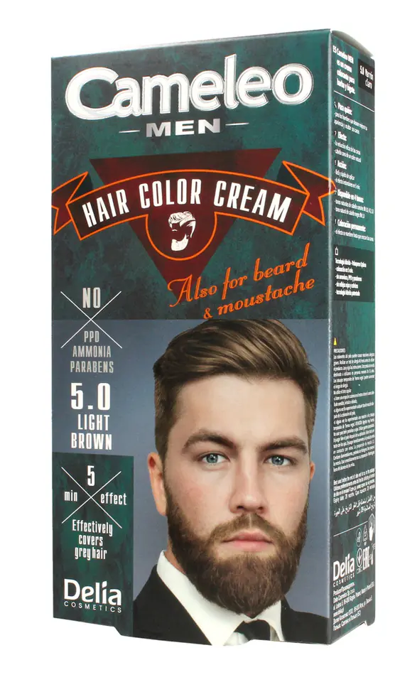 ⁨Delia Cosmetics Cameleo Men Krem koloryzujący do włosów,brody i wąsów nr 5.0 Light Brown 1op.⁩ w sklepie Wasserman.eu