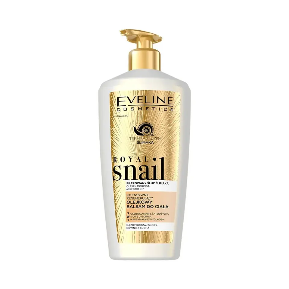 ⁨Eveline Royal Snail Olejkowy Balsam do ciała intensywnie regenerujący 3w1 350ml⁩ w sklepie Wasserman.eu