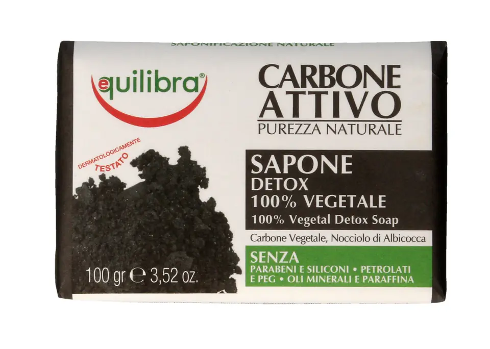 ⁨Equilibra Carbone Attivo Cleansing Soap 100% Vegetable with Activated Carbon 100g⁩ at Wasserman.eu