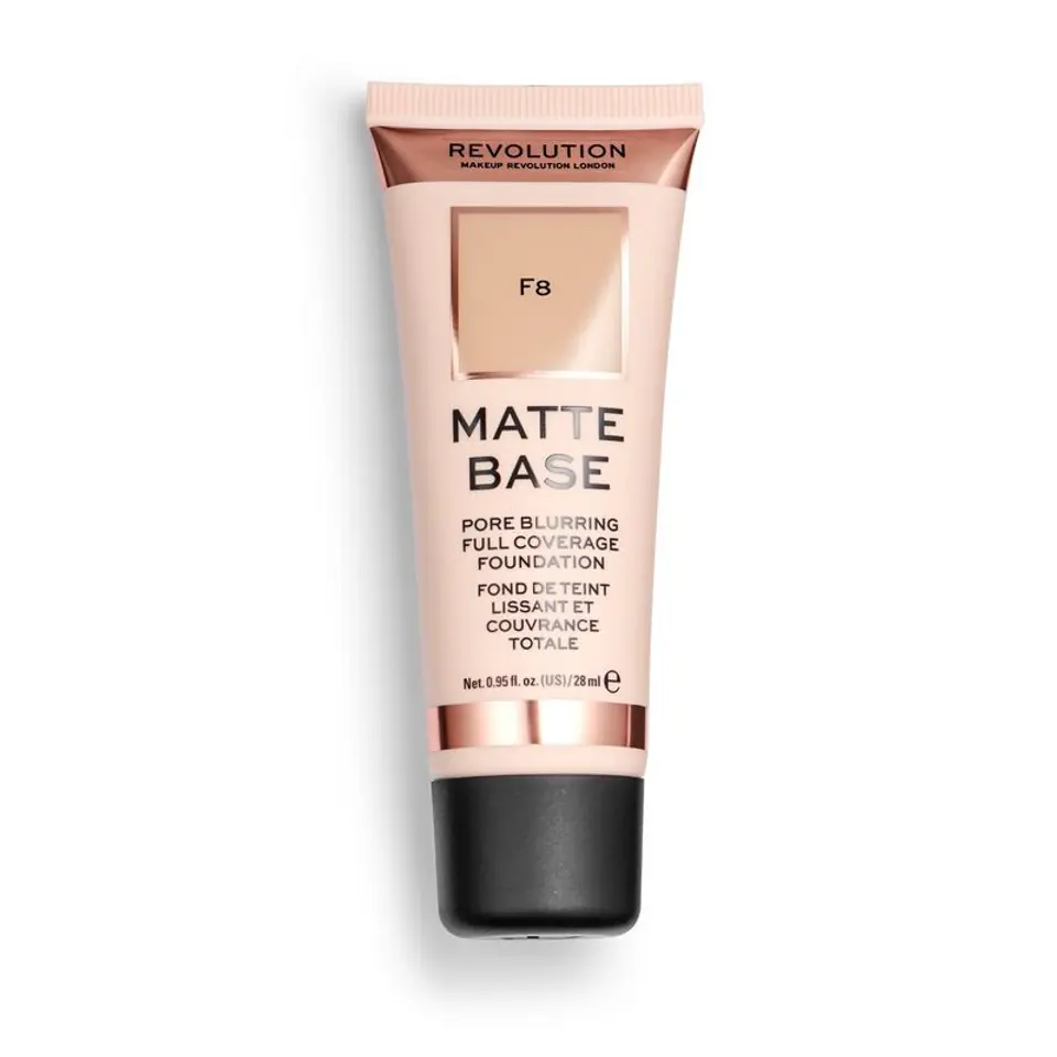 ⁨Makeup Revolution Podkład matujący do twarzy Matte Base Foundation F8 28 ml⁩ w sklepie Wasserman.eu