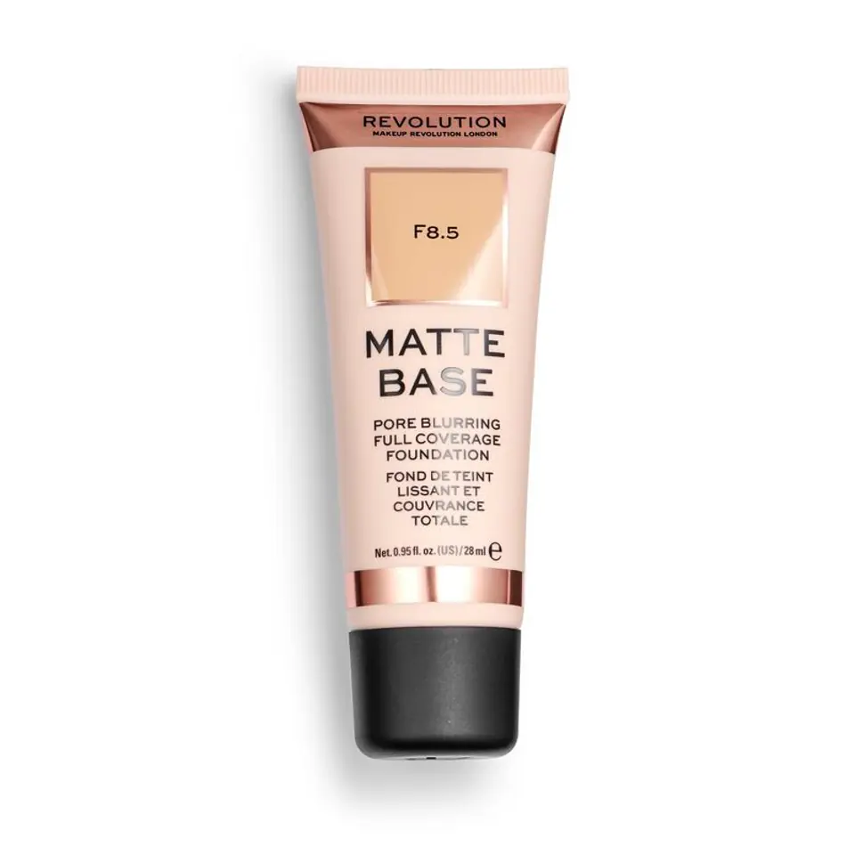 ⁨Makeup Revolution Podkład matujący do twarzy Matte Base Foundation F8.5 28 ml⁩ w sklepie Wasserman.eu