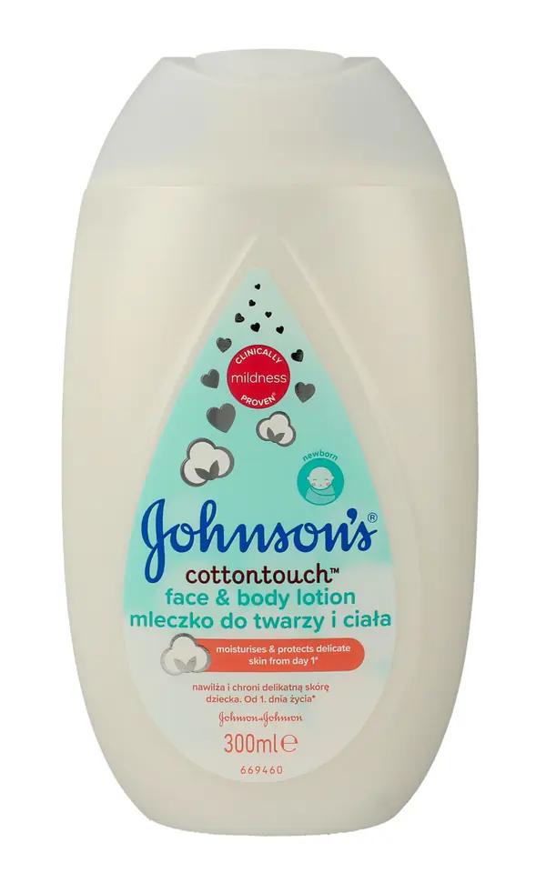 ⁨Johnson's Baby Cotton Touch Mleczko do twarzy i ciała dla dzieci 300ml⁩ w sklepie Wasserman.eu