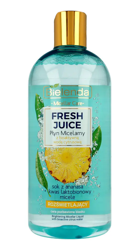 ⁨Bielenda Fresh Juice Płyn micelarny rozświetlający z wodą cytrusową Ananas 500ml⁩ w sklepie Wasserman.eu