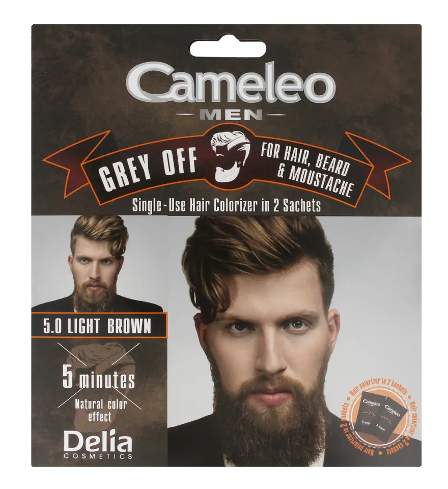 ⁨Delia Cosmetics Cameleo Men Krem koloryzujący do włosów,brody i wąsów nr 5.0 Light Brown 15mlx2⁩ w sklepie Wasserman.eu