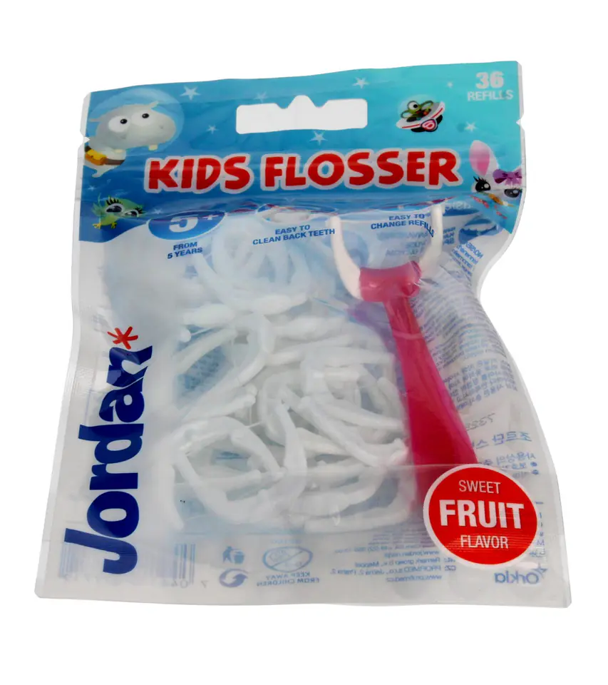 ⁨Jordan Kids Flosser Nici dentystyczne dla dzieci 5+ 1op.-36szt⁩ w sklepie Wasserman.eu