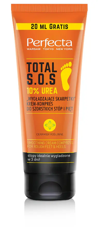 ⁨Perfecta Total S.O.S. Krem-kompres do szorstkich stóp i pięt "Wygładzające Skarpetki" 10% Urea 120ml⁩ w sklepie Wasserman.eu