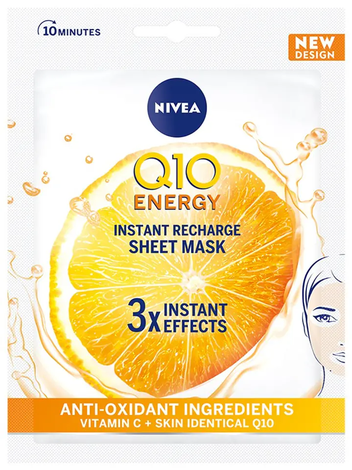 ⁨Nivea Q10 Plus C Maska w płacie 10-minutowa Anti-Wrinkle+Energy 1szt⁩ w sklepie Wasserman.eu