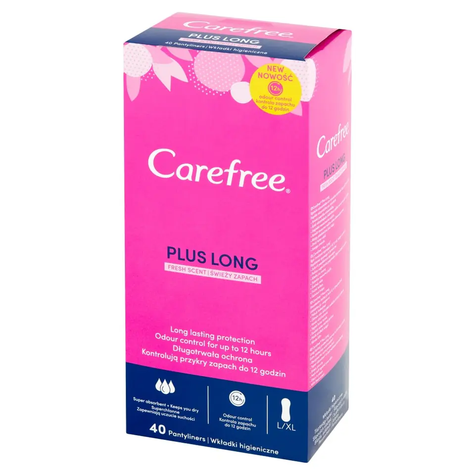 ⁨Carefree Plus Long Wkładki higieniczne Fresh Scent - świeży zapach 1op.-40szt⁩ w sklepie Wasserman.eu