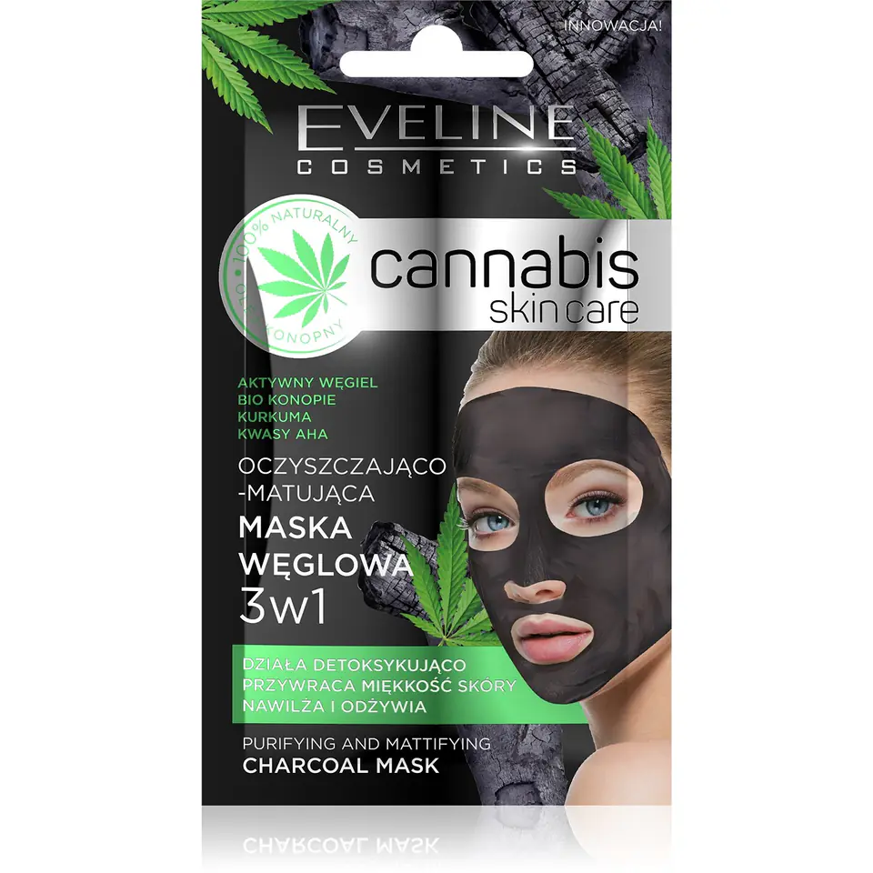 ⁨Eveline Cannabis Skin Care Maska węglowa 3w1 7 ml⁩ w sklepie Wasserman.eu