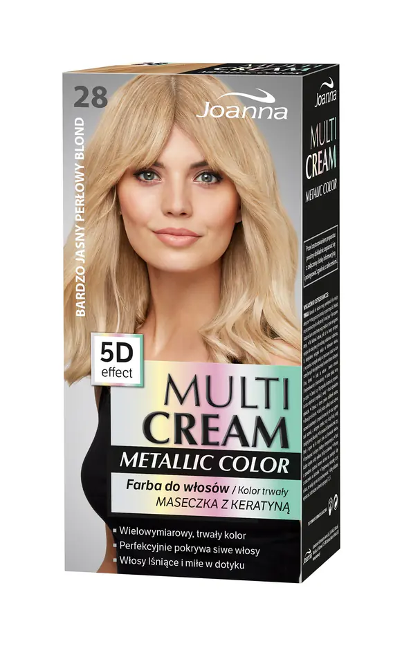 ⁨Joanna Multi Cream Metallic Color Farba do włosów nr 28 Bardzo Jasny Perłowy Blond 1op.⁩ w sklepie Wasserman.eu