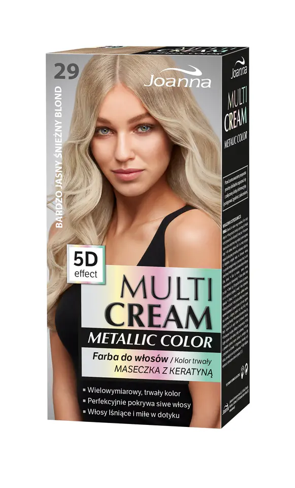⁨Joanna Multi Cream Metallic Color Farba do włosów nr 29 Bardzo Jasny Śnieżny Blond 1op.⁩ w sklepie Wasserman.eu