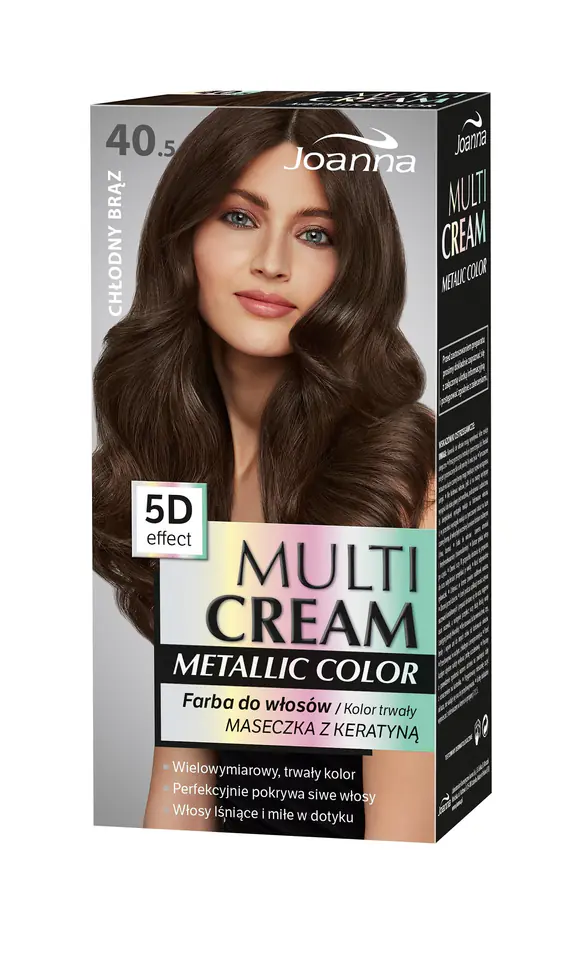 ⁨Joanna Multi Cream Metallic Color Farba do włosów nr 40.5 Chłodny Brąz 1op.⁩ w sklepie Wasserman.eu