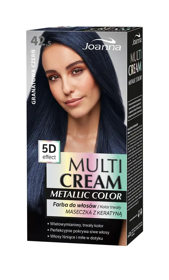 ⁨Joanna Multi Cream Metallic Color Farba do włosów nr 42.5 Granatowa Czerń 1op.⁩ w sklepie Wasserman.eu