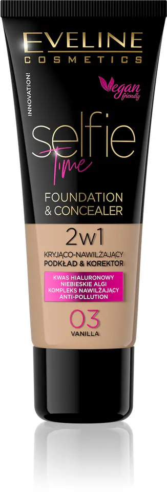 ⁨Eveline Selfie Time Foundation 2in1 covering and moisturizing No. 03 Vanilla 30ml⁩ at Wasserman.eu