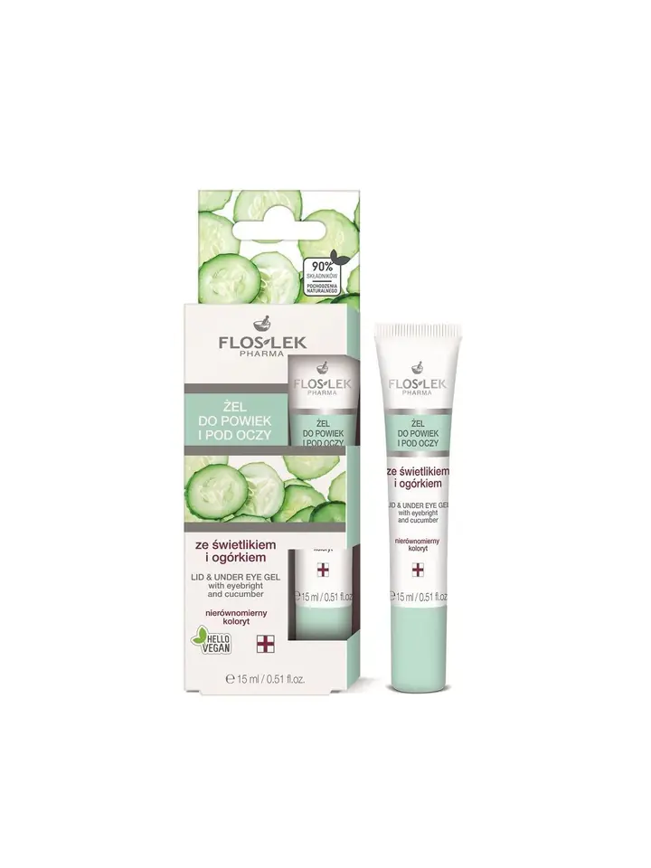 ⁨Floslek Pharma Żel ze świetlikiem i ogórkiem na powieki i pod oczy w tubce 15ml⁩ w sklepie Wasserman.eu